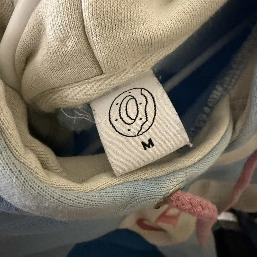 Odd Future Colorblock Hoodie Blue Cream Pink Embroidered Logo Mens Medium
